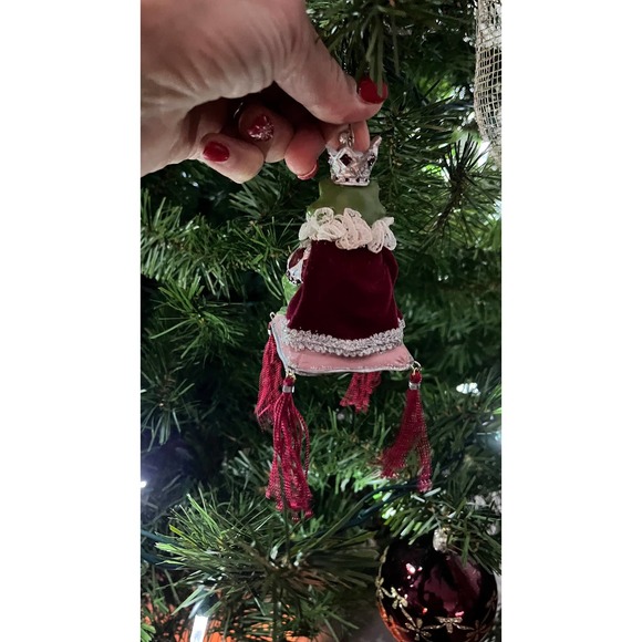 Frog Crown Prince Hanging Ornament Ceramic Kitschy Christmas Holiday Tree Kids - Picture 9 of 10